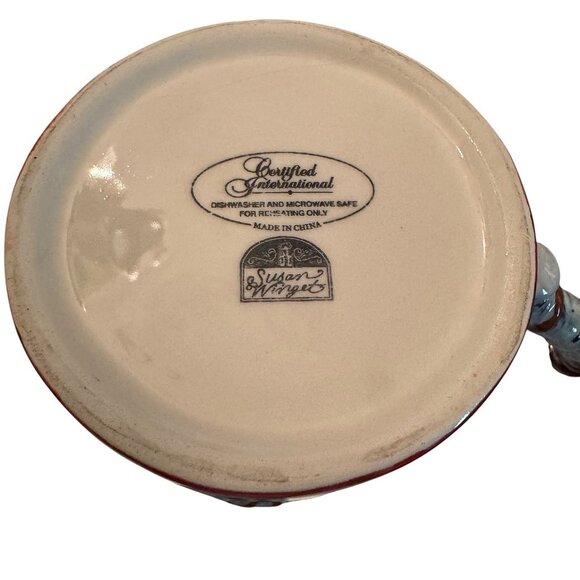 Vintage Susan Winget Holiday Lodge Mugs 4.5 “ Tall 16 Oz Capacity Set Of Two - Picture 5 of 13